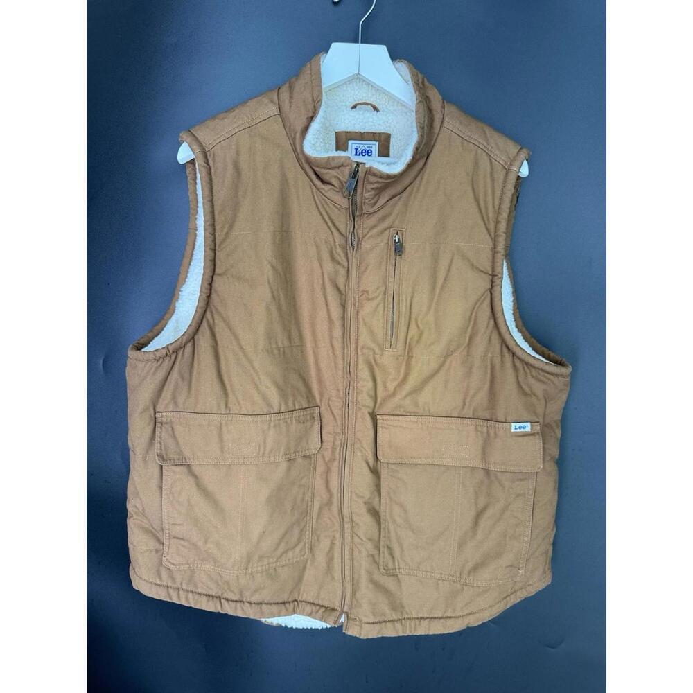 Lee Men’s Work Wear Canvas Vest Sherpa Lined Tabacco XL